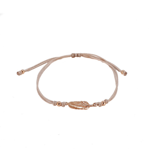 ROSE GOLD FEATHER CORD BRACELET NUDE