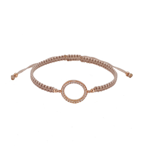 ROSE GOLD CUBIC ZIRCONIA CIRCLE CORD BRACELET NUDE