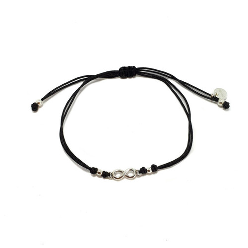 SANTO STERLING SILVER INFINITY CORD BRACELET BLACK