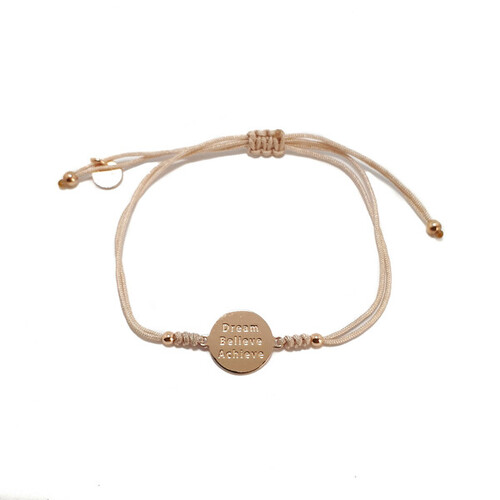 ROSE GOLD DREAM, BELIEVE, ACHIEVE CORD BRACELET NUDE