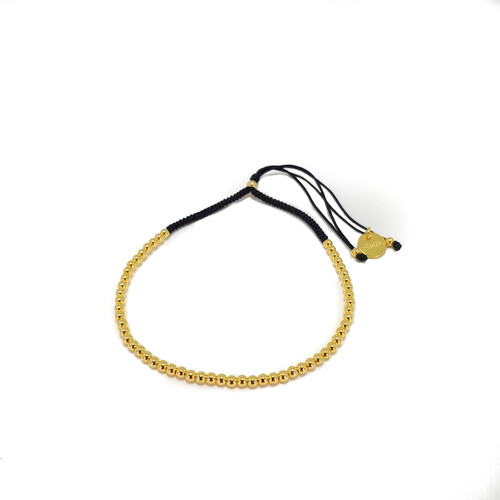 SANTO YELLOW GOLD MULTI BEAD CORD BRACELET BLACK