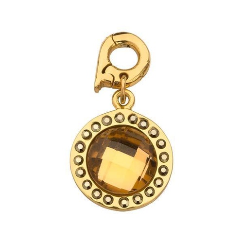 NIKKI LISSONI CHIC BRONZE GLASS GOLD PLATED CHARM 15mm