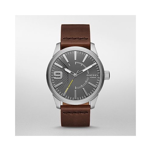 DIESEL RASP GUNMETAL & BROWN LEATHER DZ1802