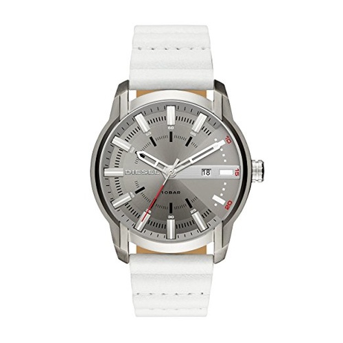 DIESEL ARMBAR WHITE LEATHER AND STAINLESS STEEL WATCH