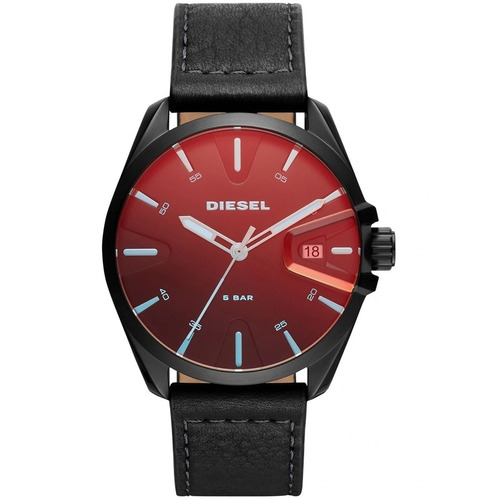 DIESEL MS9 SUNRAY DIAL BLACK LEATHER WATCH