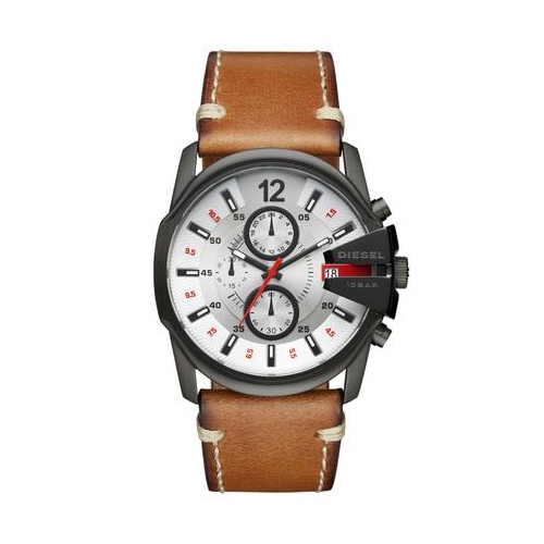 DIESEL MASTER CHIEF TAN LEATHER WATCH