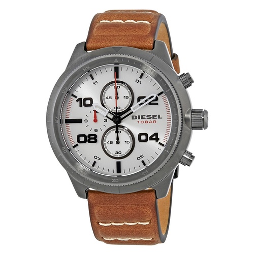 DIESEL BROWN LEATHER AND GUN METAL PADLOCK WATCH