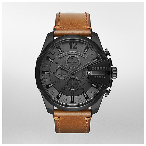 DIESEL MEGA CHIEF BLACK & BROWN LEATHER CHRONOGRAPH DZ4463