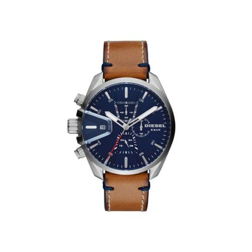 DIESEL CHRONO MS9 TAN LEATHER AND BLUE DIAL WATCH