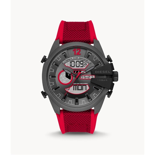 DIESEL MEGA CHIEF ANALOG-DIGITAL RED NYLON AND SILICONE WATCH