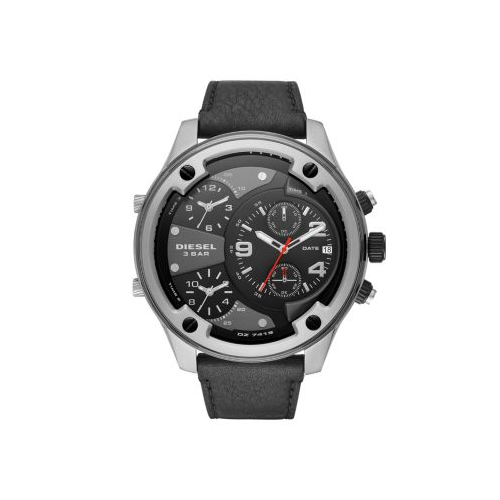 DIESEL BLACK LEATHER BOLTDOWN WATCH