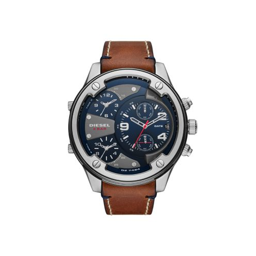 DIESEL BROWN LEATHER BOLTDOWN WATCH