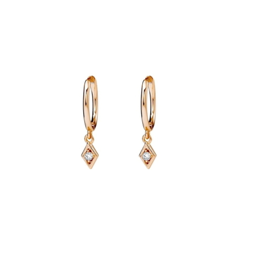 Indulge Rose Gold Plated Sterling silver huggies with tiny CZ charm