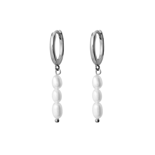 Indulge Sterling silver fine huggie earrings with freshwater pearls