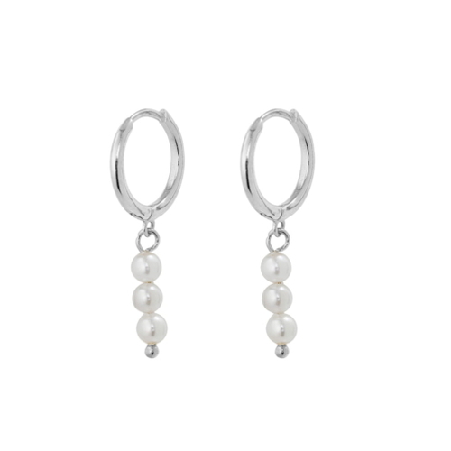 Indulge Sterling silver and freshwater pearl huggie earrings