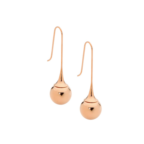 PASTICHE STAINLESS STEEL ROSE GOLD PLATED BALL DROP EARRINGS