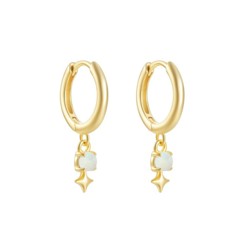 Indulge Yellow Gold Plated S/S Huggie Earrings with Opalite and Star