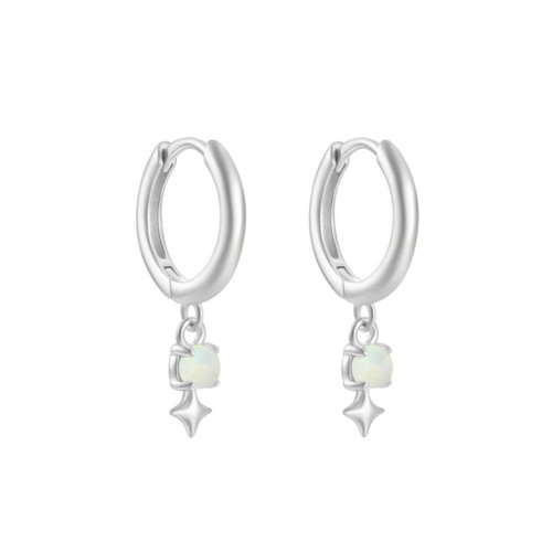 Indulge Sterling Silver Huggie Earrings with Opalite and Star