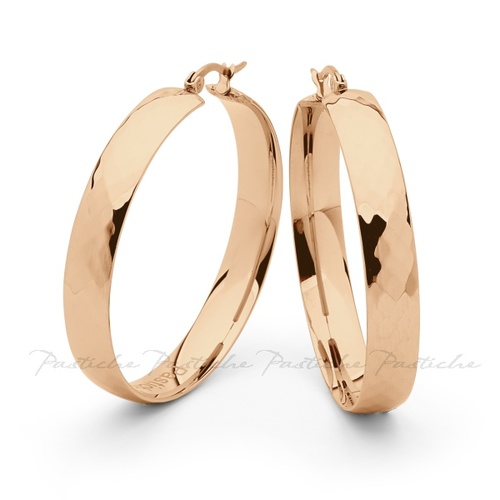 PASTICHE STAINLESS STEEL ROSE GOLD PLATED FACETED HOOPS