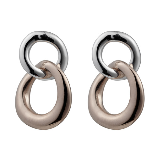 NAJO ROSE GOLD PLATED AND STERLING SILVER DOUBLE CIRCLE DROP EARRINGS