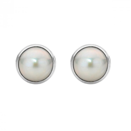 NAJO 10MM STERLING SILVER AND PEARL STUDS