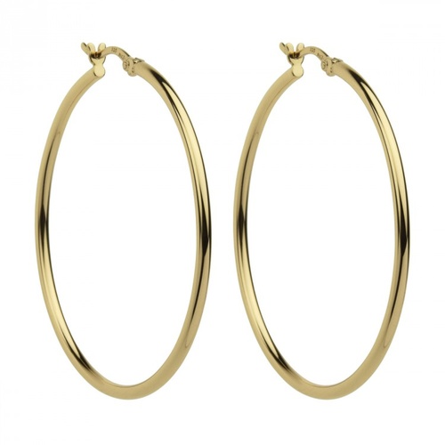 NAJO YELLOW GOLD PLATED STERLING SILVER HOOPS 45mm