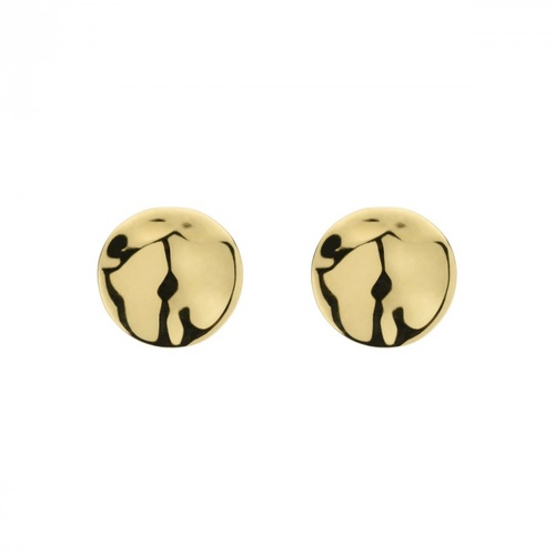 NAJO YELLOW GOLD PLATED STERLING SILVER BEATEN CIRCLE STUDS