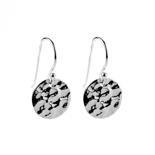 NAJO STERLING SILVER BEATEN CIRCLE HOOK EARRINGS