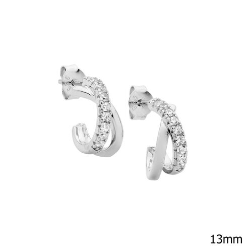 Ellani SS Cross Over Hoop Earrings