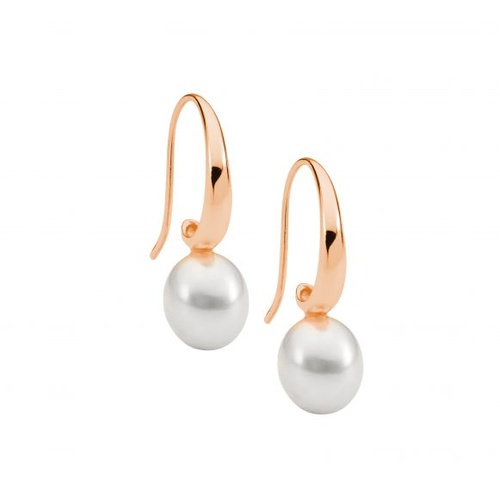 Ellani Freshwater pearl earrings with rose gold plated sterling silver