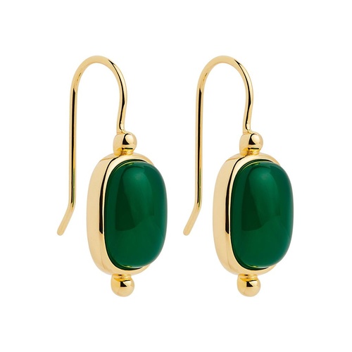 NAJO Fleur Green Onyx Earrings Yellow Gold