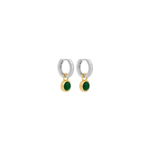 Najo Solace 2-Tone Green Onyx Huggie Earring