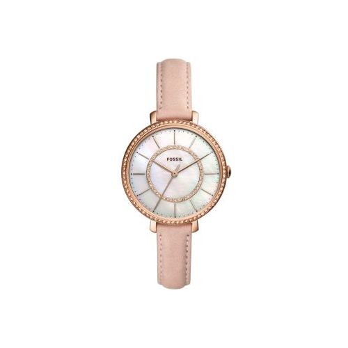 FOSSIL BLUSH LEATHER AND ROSE GOLD JOCELYN WATCH