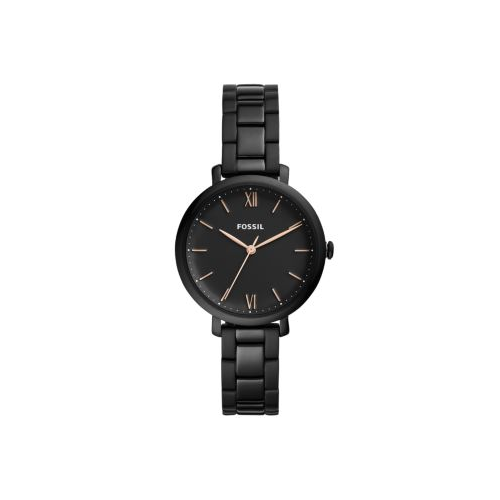 FOSSIL BLACK STAINLESS STEEL AND ROSE GOLD JACQUELINE WATCH