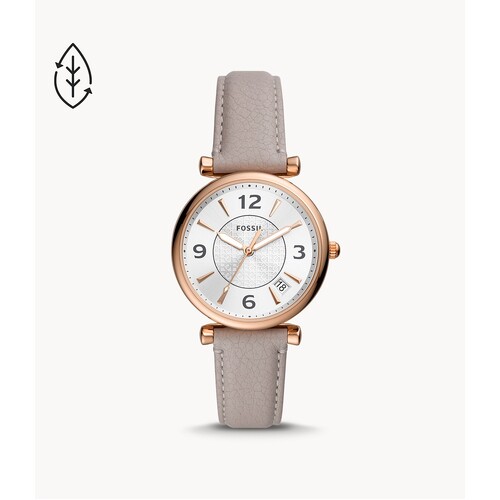 FOSSIL CARLIE GREY ECO LEATHER WATCH