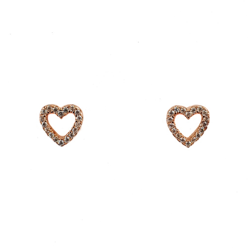 ROSE GOLD CZ OPEN HEART STUDS