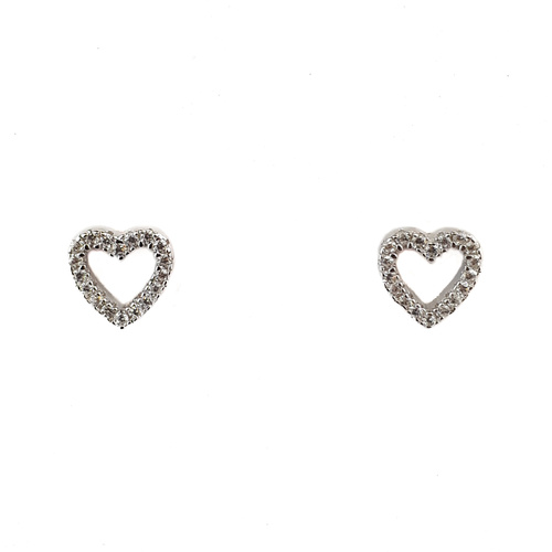 SANTO STERLING SILVER CZ OPEN HEART STUDS