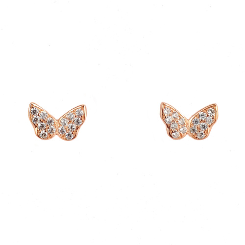 ROSE GOLD CZ BUTTERFLY STUDS