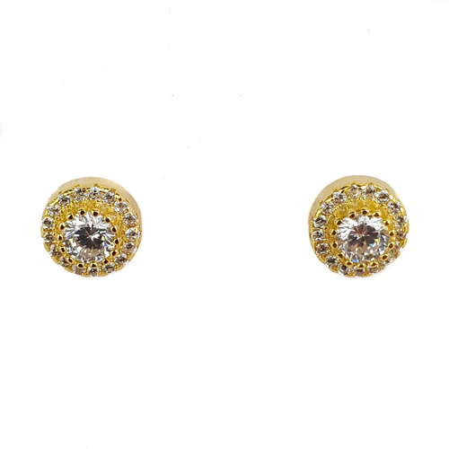 YELLOW GOLD ROUND CZ STUDS