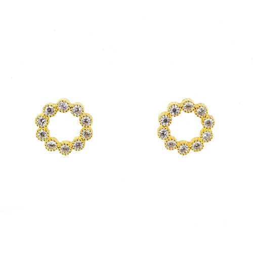 SANTO YELLOW GOLD CIRCLE OUTLINE CZ STUDS