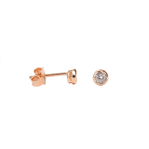 ROSE GOLD BEZEL SET CZ STUDS