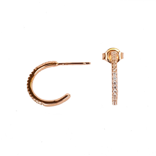 ROSE GOLD CZ HALF HOOP STUDS