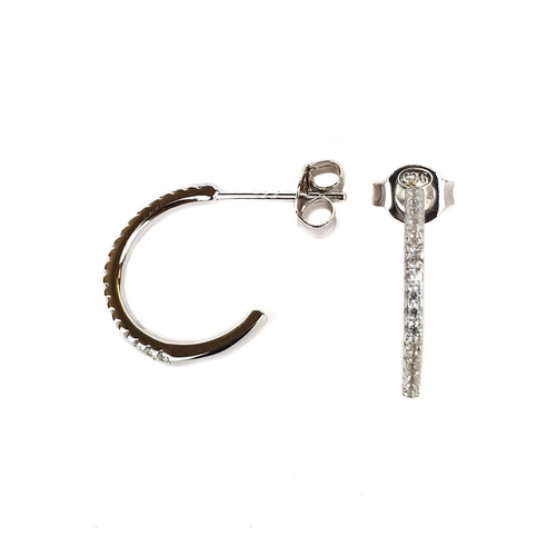 SANTO STERLING SILVER CZ HALF HOOP STUDS