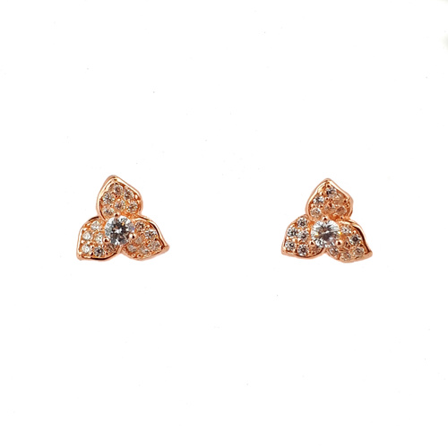 ROSE GOLD CZ FLOWER STUDS