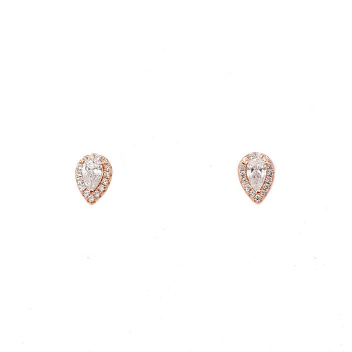 ROSE GOLD CZ TEARDROP  STUDS