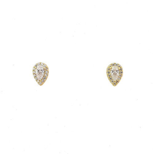 SANTO YELLOW GOLD CZ TEARDROP STUDS
