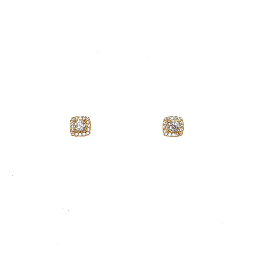 YELLOW GOLD CZ SQUARE STUDS