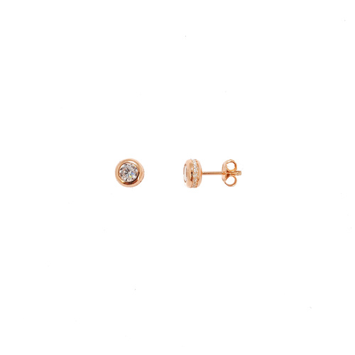 ROSE GOLD BEZEL SET CZ STUDS WITH STONE SET OUTER
