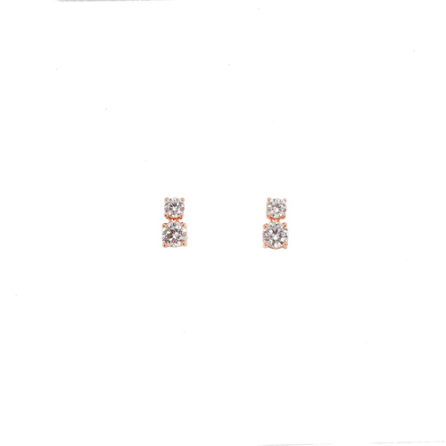 ROSE GOLD DOUBLE CZ DROP STUDS
