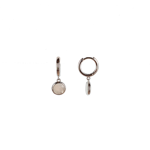 SANTO STERLING SILVER MOTHER OF PEARL DISC ON HUGGIES